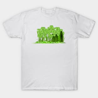 Leprechaun's Top Hat Lying in Field of Shamrocks T-Shirt